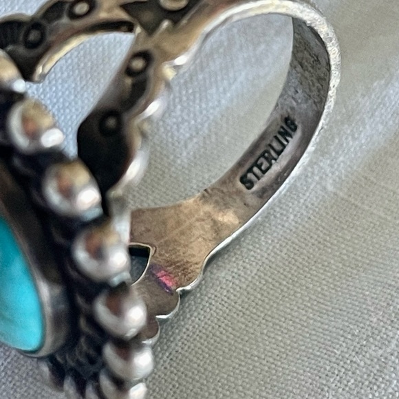 Vintage turquoise and sterling silver ring - Picture 6 of 9